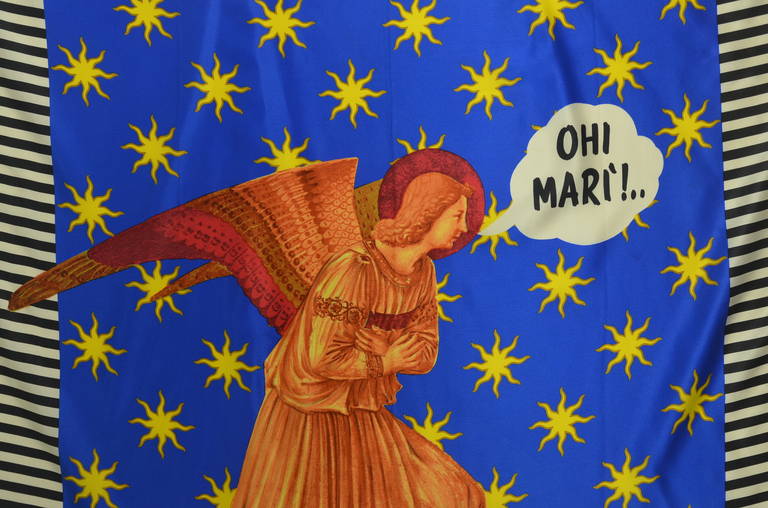 Moschino Pop Art Iconography Silk Scarf

Measurements: 33 inches x 34 1/2 inches