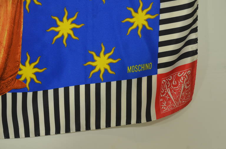 Moschino Pop Art Iconography Silk Scarf In Excellent Condition In Los Angeles, CA