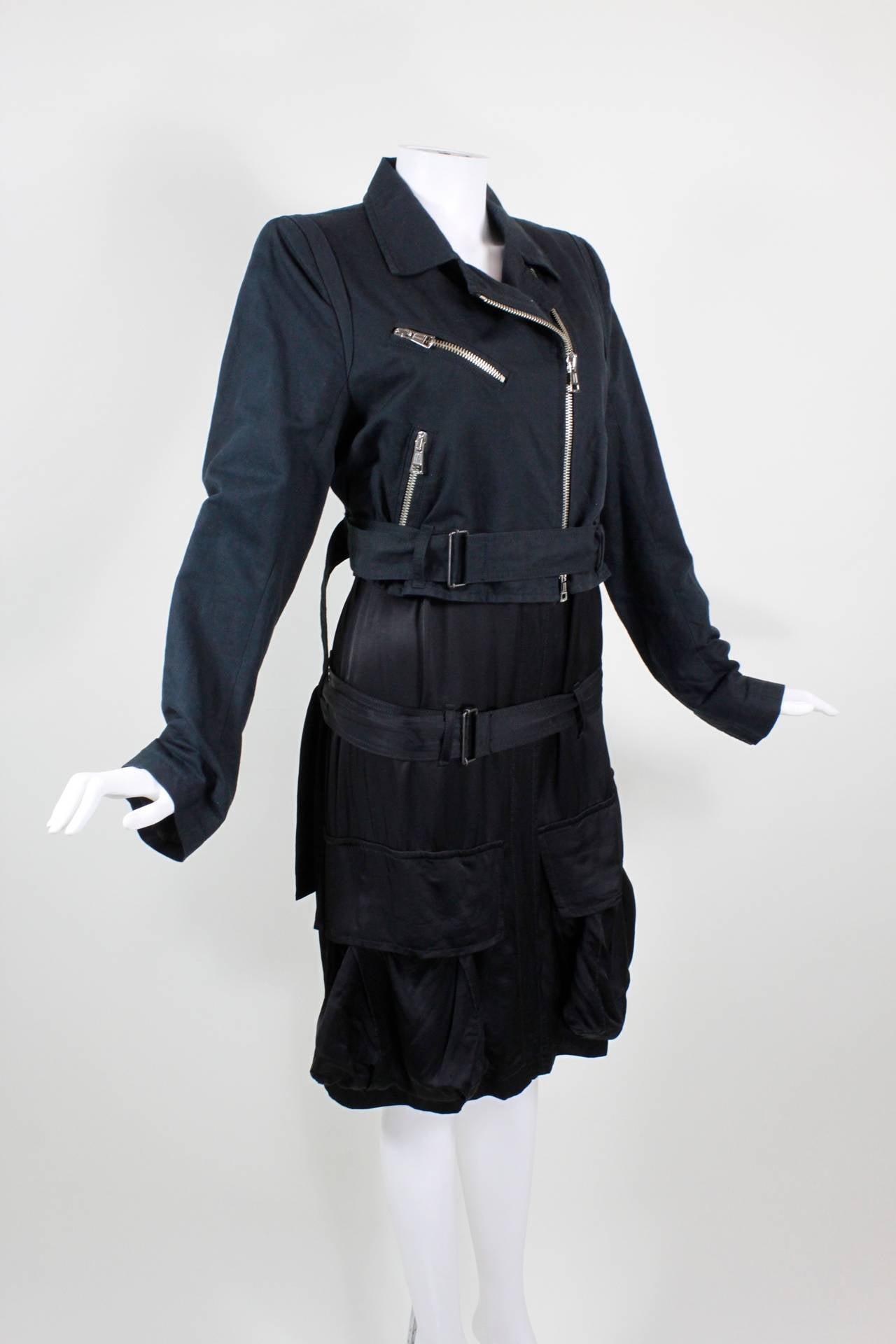 Black 1990s Demeulemeester Longline Moto Jacket