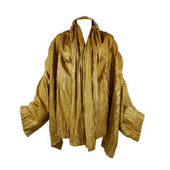 Vintage 1980s Romeo Gigli Metallic Mustard Cocoon Jacket with Pockets