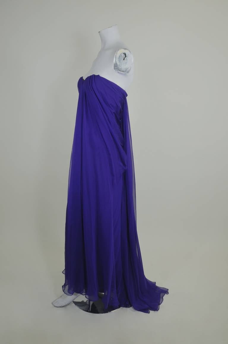 Women's Alexander McQueen Royal Purple Chiffon Strapless Gown