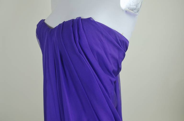 Alexander McQueen Royal Purple Chiffon Strapless Gown 1