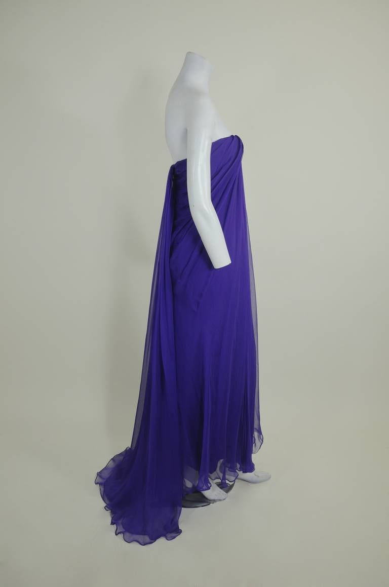 Alexander McQueen Royal Purple Chiffon Strapless Gown 3