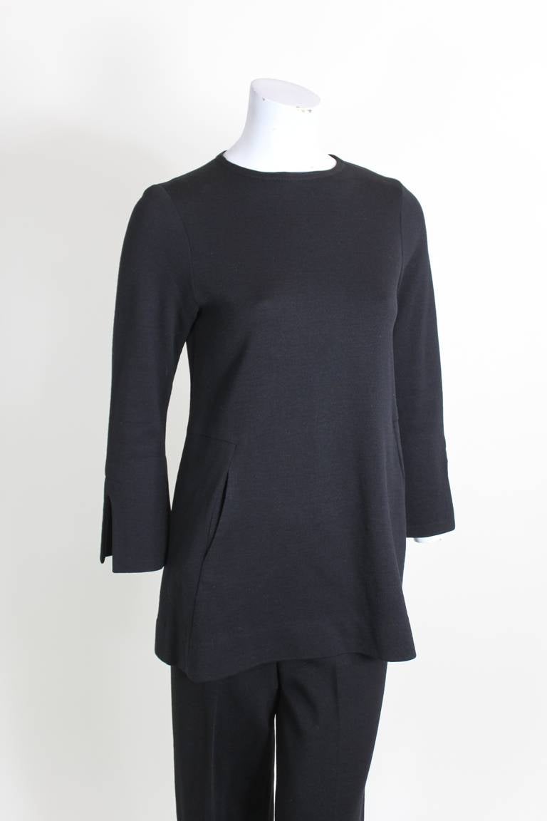 Rudi Gernreich 1960s Black Tailored Wool Pantsuit In Excellent Condition For Sale In Los Angeles, CA