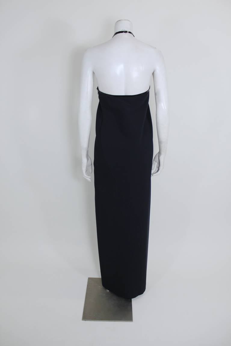 Gucci Black Column Gown with Patent Leather Snake Halter 5