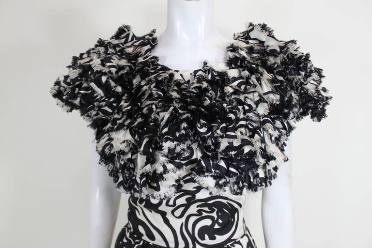1960s Pauline Trigere Floral Monochrome Cocktail Dress with Bolero at ...
