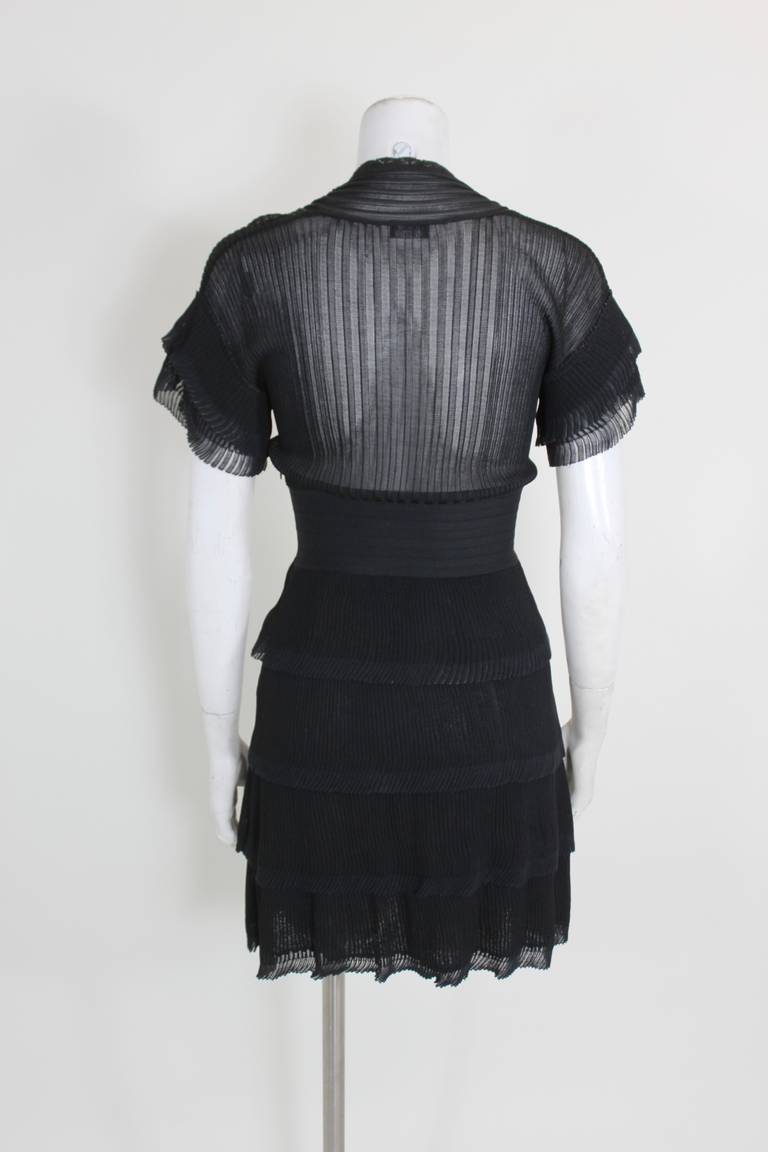 Chanel Sheer Black Micropleated Cocktail Dress For Sale 2