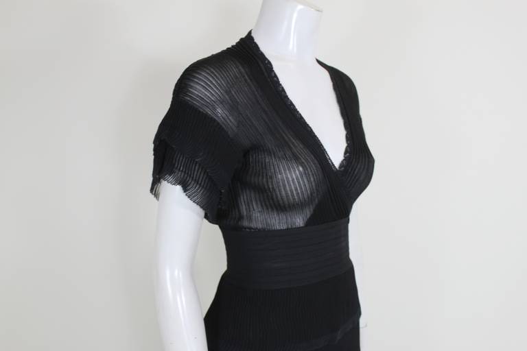 Chanel Sheer Black Micropleated Cocktail Dress For Sale 3