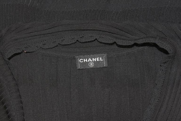 Chanel Sheer Black Micropleated Cocktail Dress For Sale 5