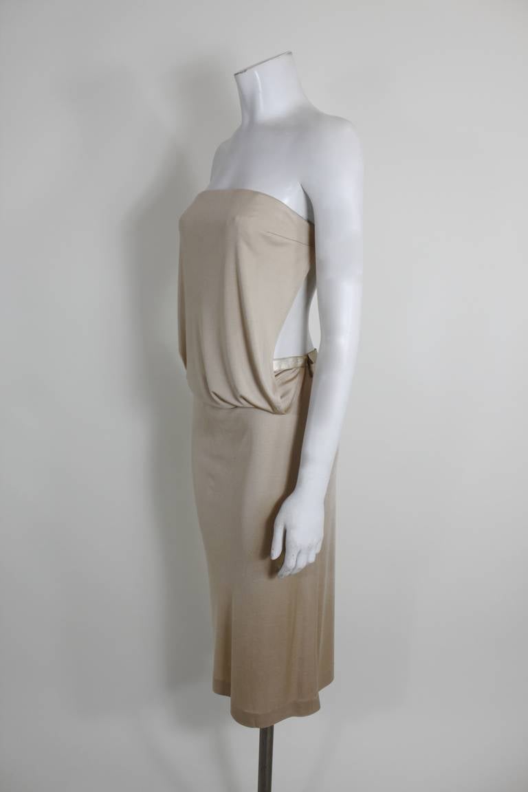 Gray Tom Ford for Gucci Nude Jersey Strapless Cocktail Dress