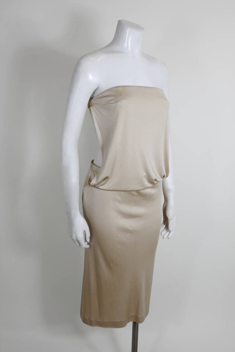 Women's Tom Ford for Gucci Nude Jersey Strapless Cocktail Dress