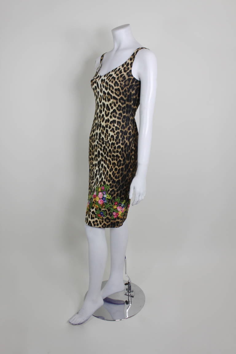 Moschino 1990s Leopard Print Embroidered Dress and Jacket In Excellent Condition For Sale In Los Angeles, CA