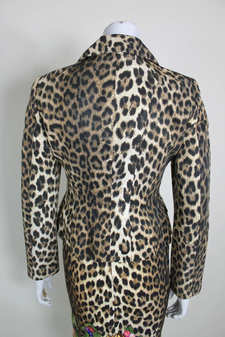 Moschino 1990s Leopard Print Embroidered Dress and Jacket For Sale 4