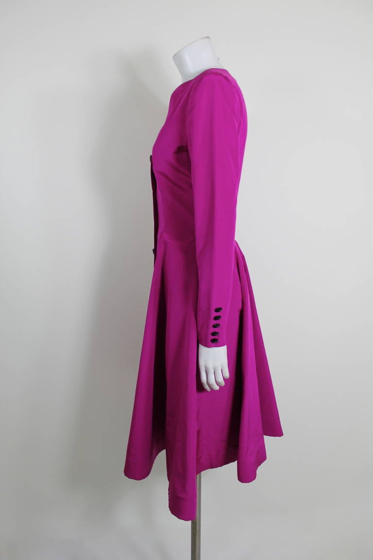 Women's Oscar de La Renta Vibrant Pink Taffeta Coatdress