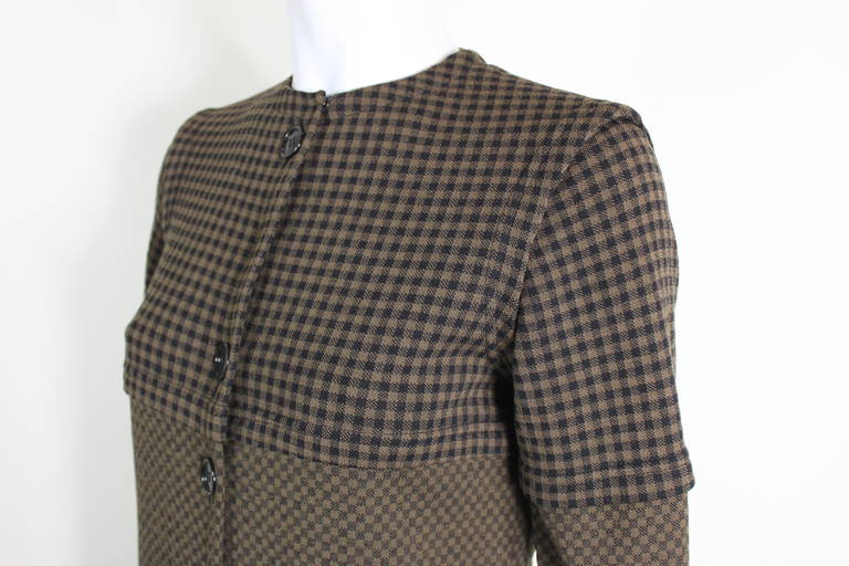 Black Rudi Gernreich 1960s Mocha Knit Button-Front Dress For Sale