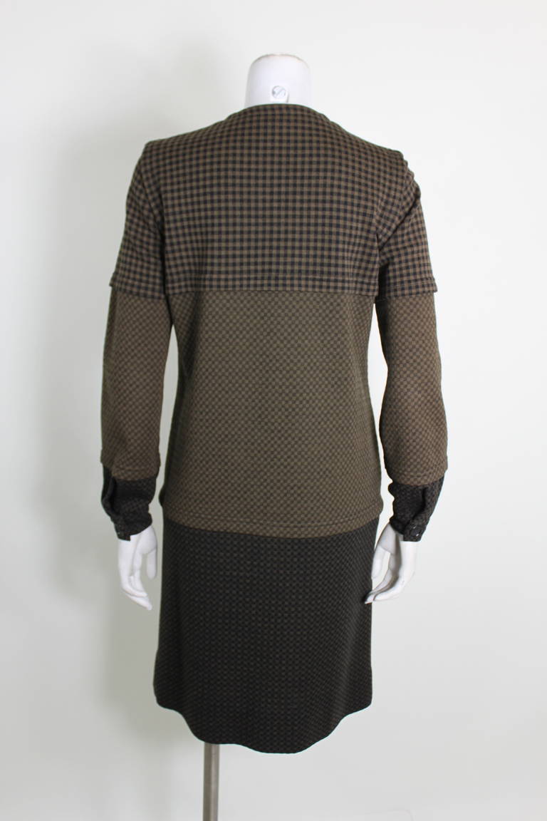 Rudi Gernreich 1960s Mocha Knit Button-Front Dress For Sale 1