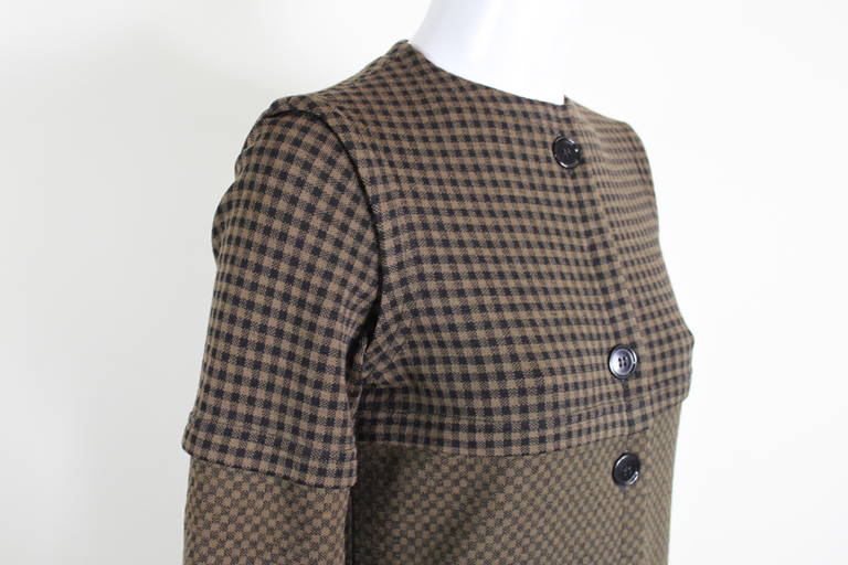 Rudi Gernreich 1960s Mocha Knit Button-Front Dress For Sale 2
