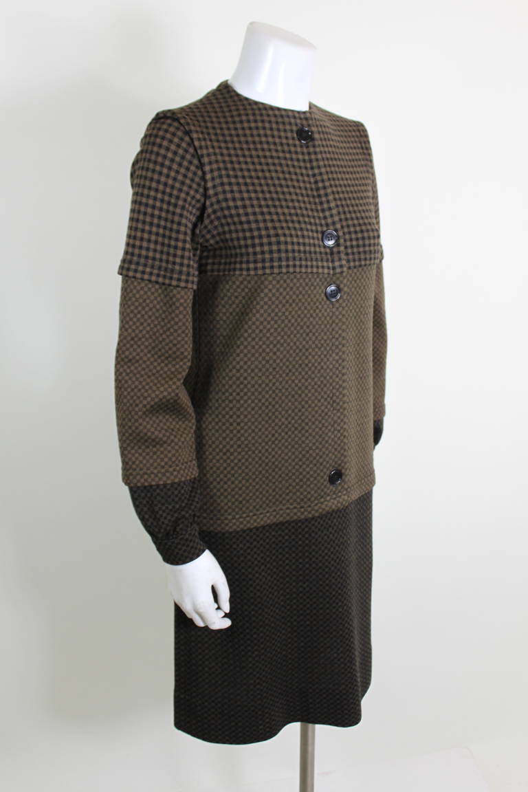 Rudi Gernreich 1960s Mocha Knit Button-Front Dress For Sale 3