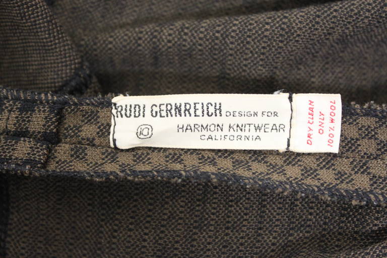 Rudi Gernreich 1960s Mocha Knit Button-Front Dress For Sale 4