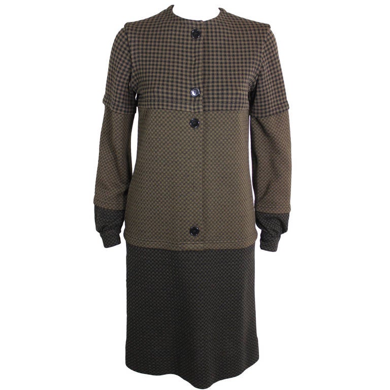 Rudi Gernreich 1960s Mocha Knit Button-Front Dress For Sale