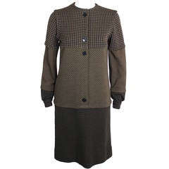 Retro Rudi Gernreich 1960s Mocha Knit Button-Front Dress