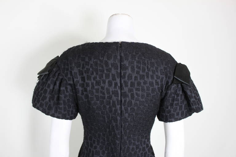 Christian Dior 1950s Textured Cocktail Dress with Bows For Sale 1