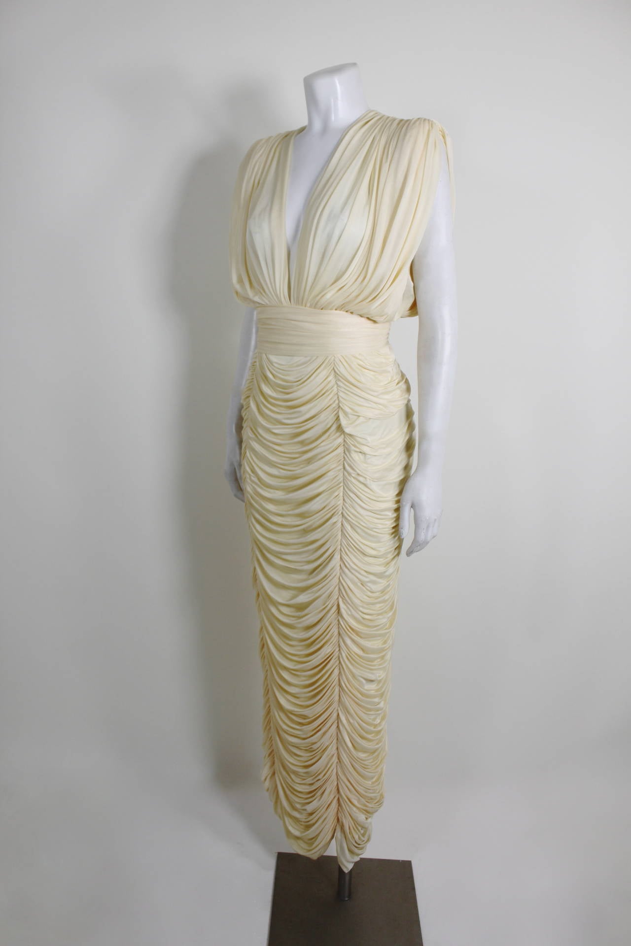 1980s Cream Tiered Confection Goddess Gown 1