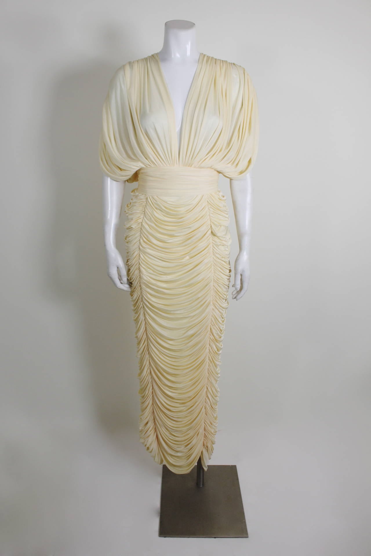 1980s Cream Tiered Confection Goddess Gown 4