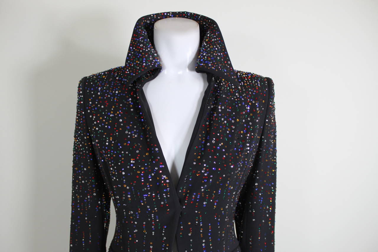 Incredible MOSCHINO Rainbow Rhinestone Suit In Excellent Condition In Los Angeles, CA