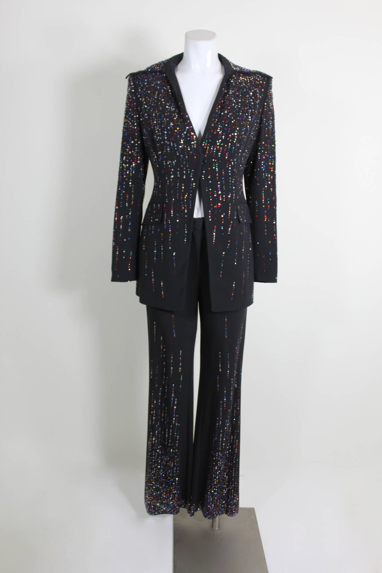 Women's Incredible MOSCHINO Rainbow Rhinestone Suit