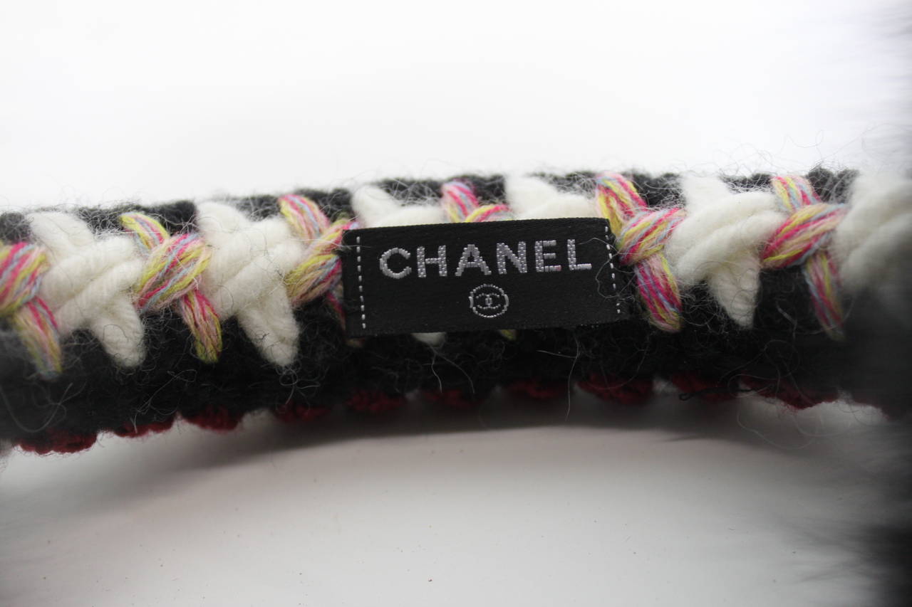 Chanel 1990s Chic Crochet and Fur Winter Earmuffs For Sale 4