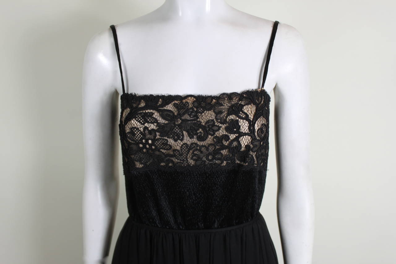Galanos 1980s Sexy Black Lace Evening Gown In Excellent Condition In Los Angeles, CA
