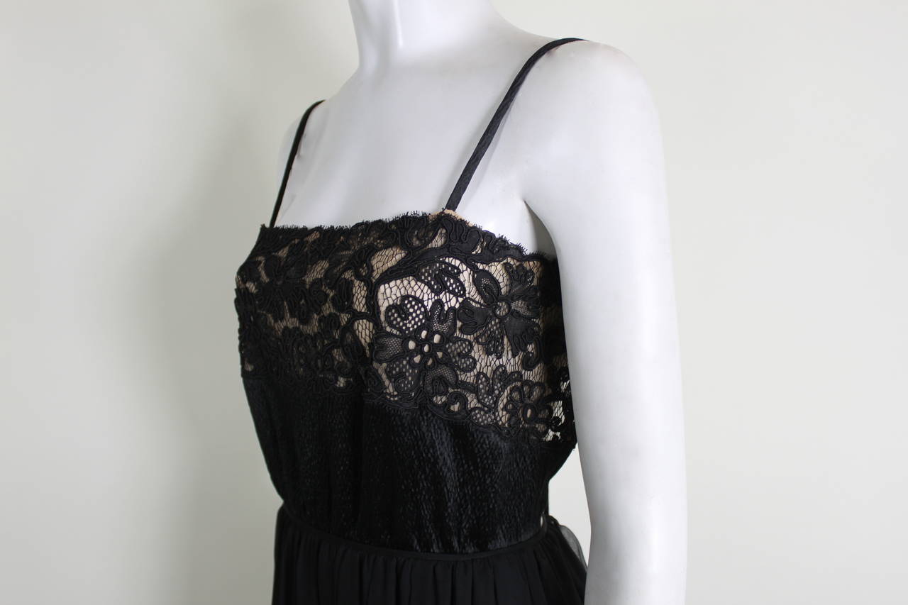 Galanos 1980s Sexy Black Lace Evening Gown 1