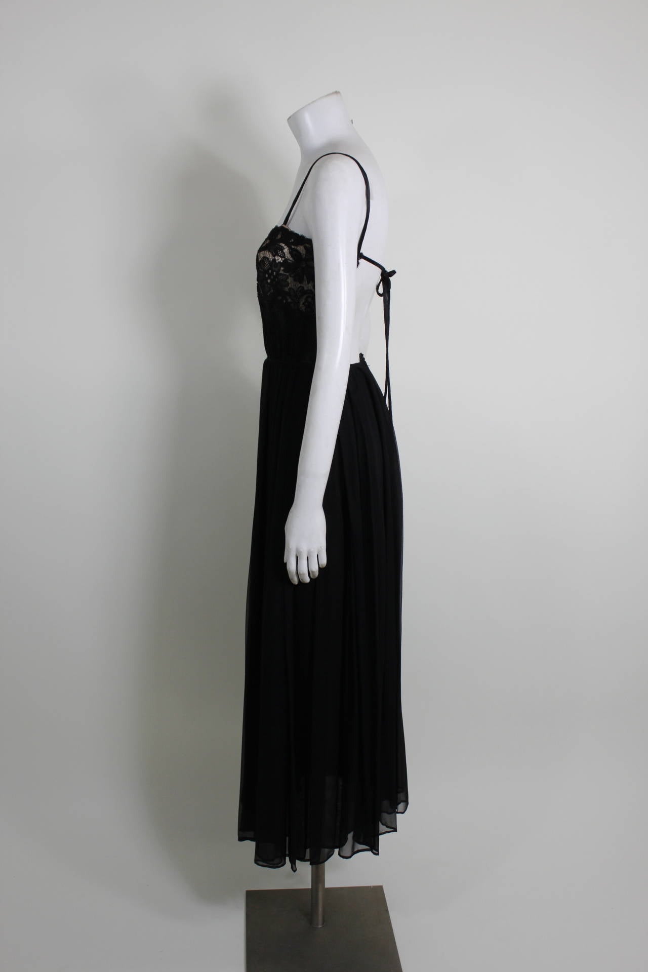 Galanos 1980s Sexy Black Lace Evening Gown 2