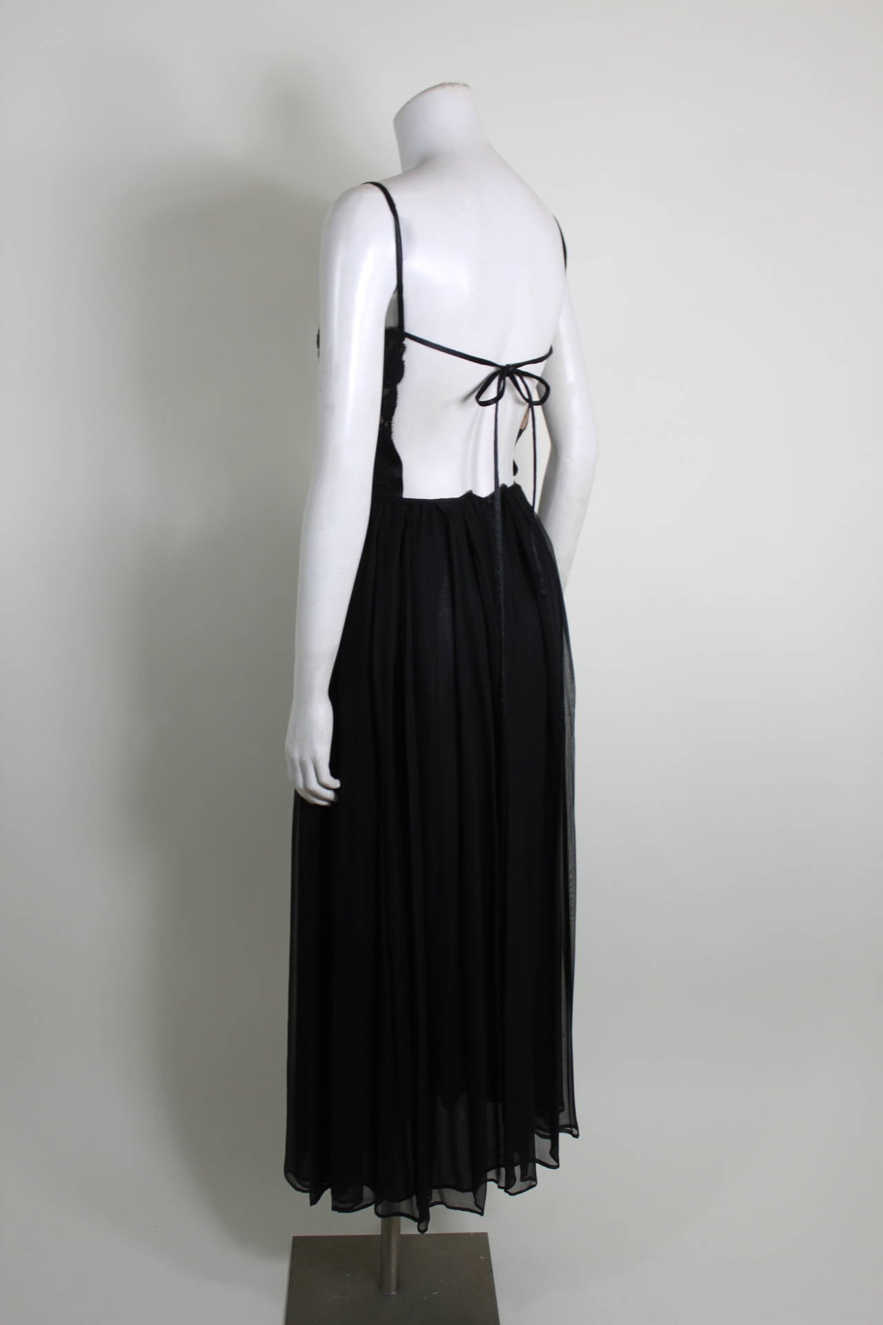 Galanos 1980s Sexy Black Lace Evening Gown 3