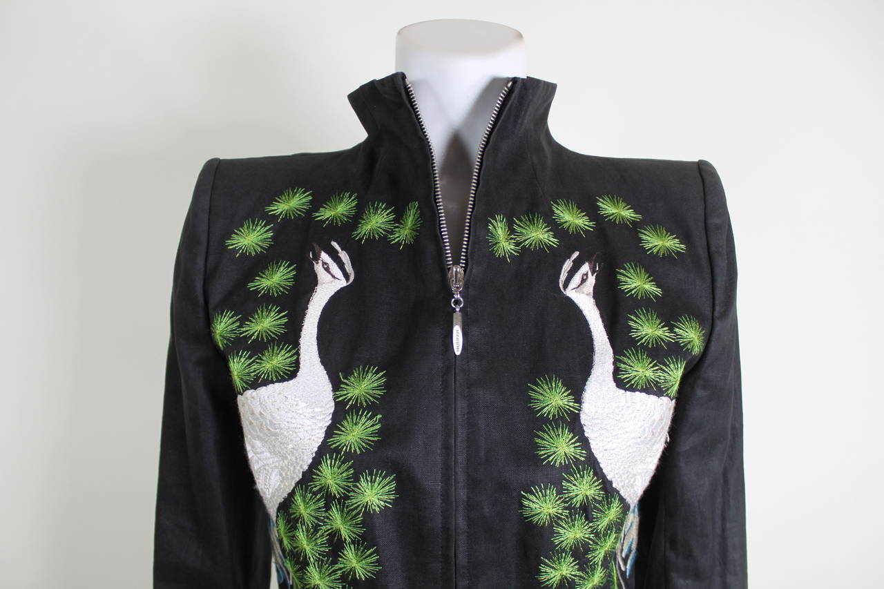 Alexander McQueen Embroidered Peacock Zip Jacket 1