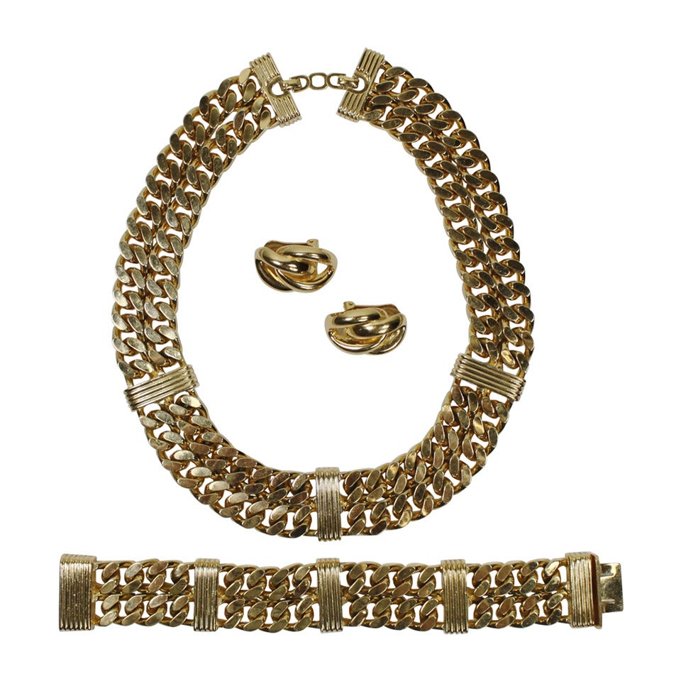 Christian Dior 1980s Gold-tone Chain Link Set