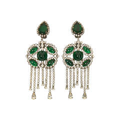 1960s Kenneth Jay Lane Fabulous Emerald Green Chandelier Earrings
