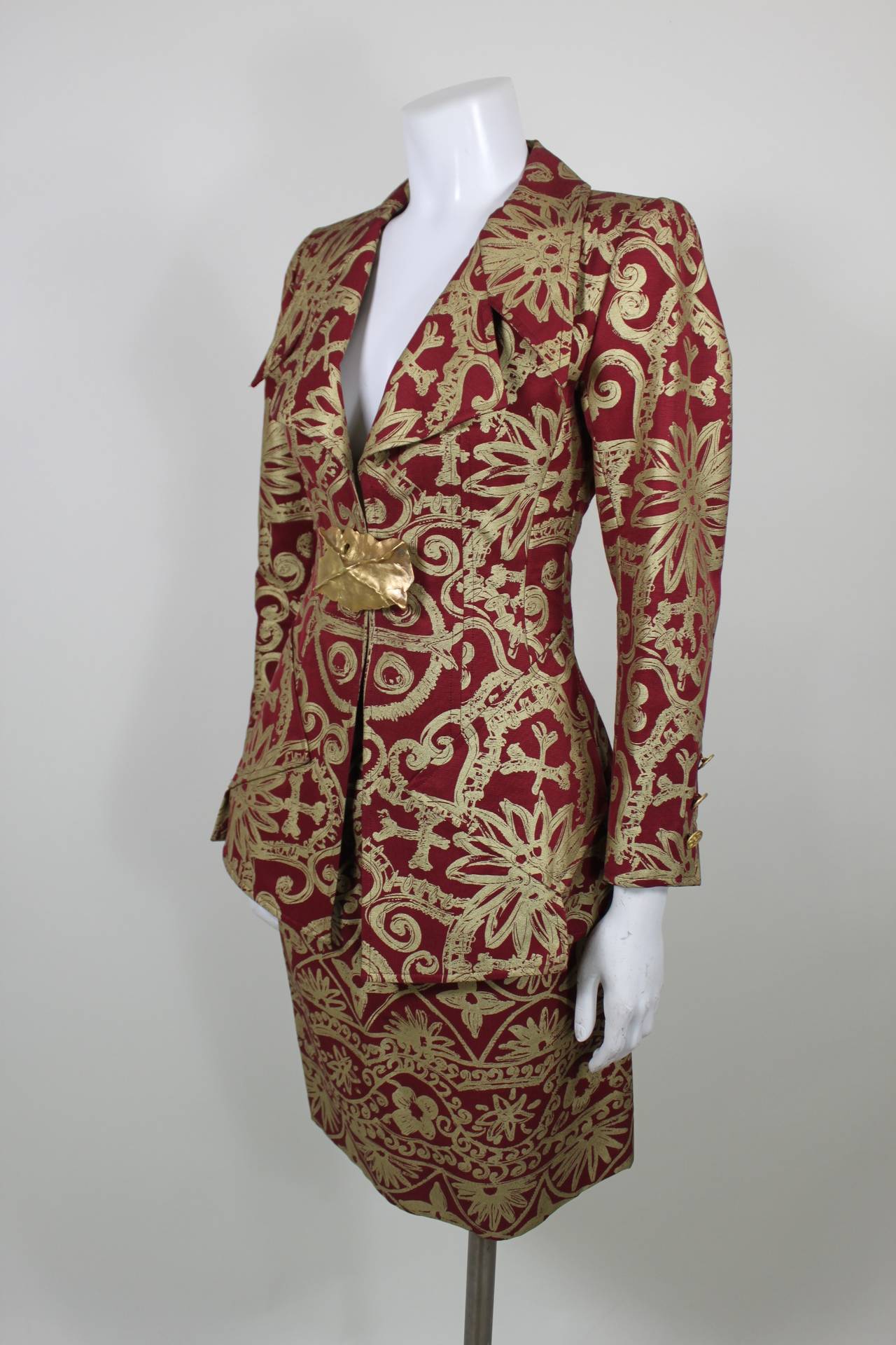 Christian Lacroix 1990s Filigree Skirt Suit with Brutalist Closure In New Condition In Los Angeles, CA