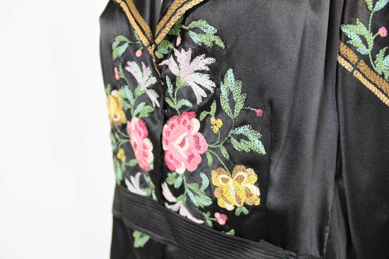 Women's 1920s Silk Floral Embroidered Blouse