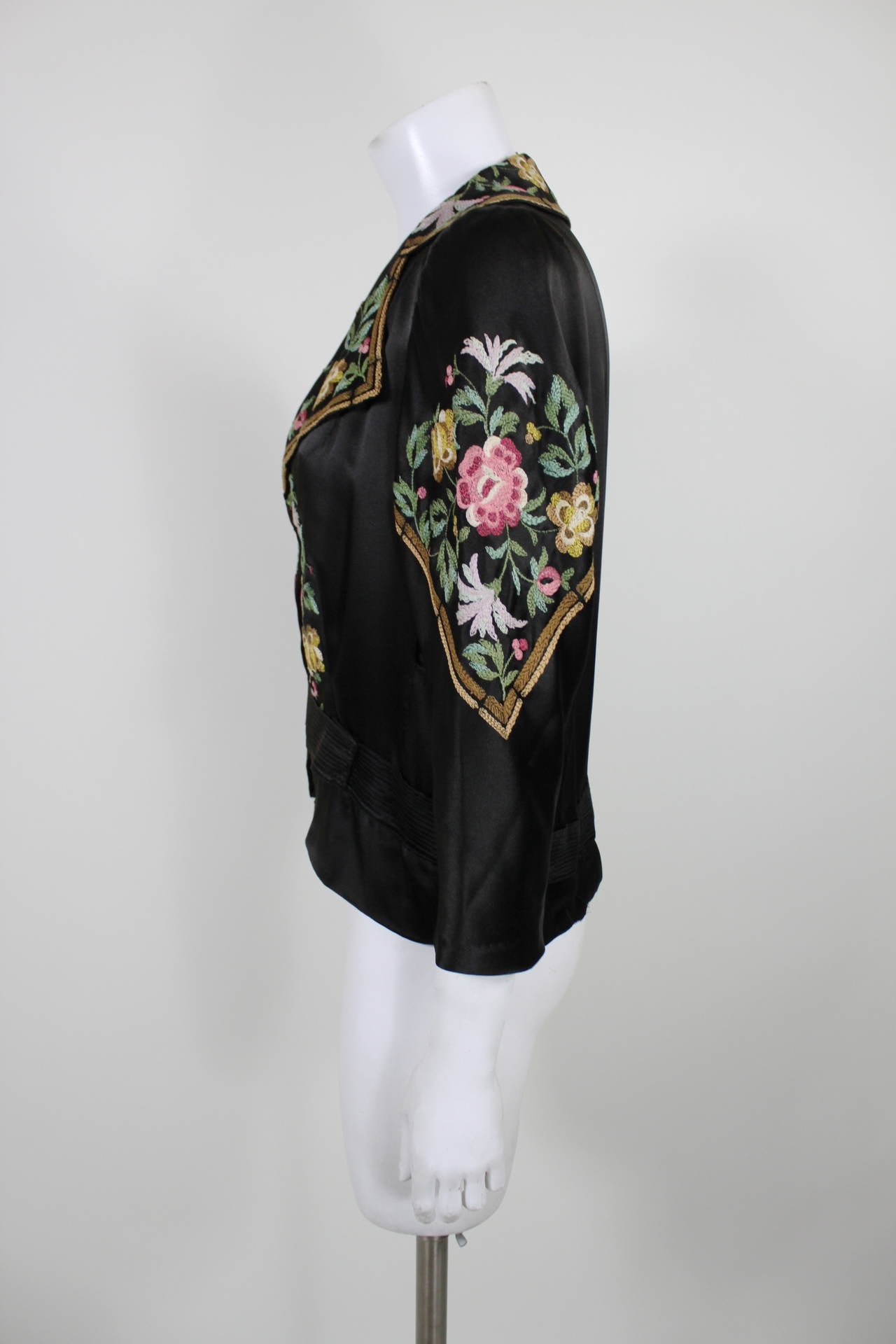 1920s Silk Floral Embroidered Blouse 1