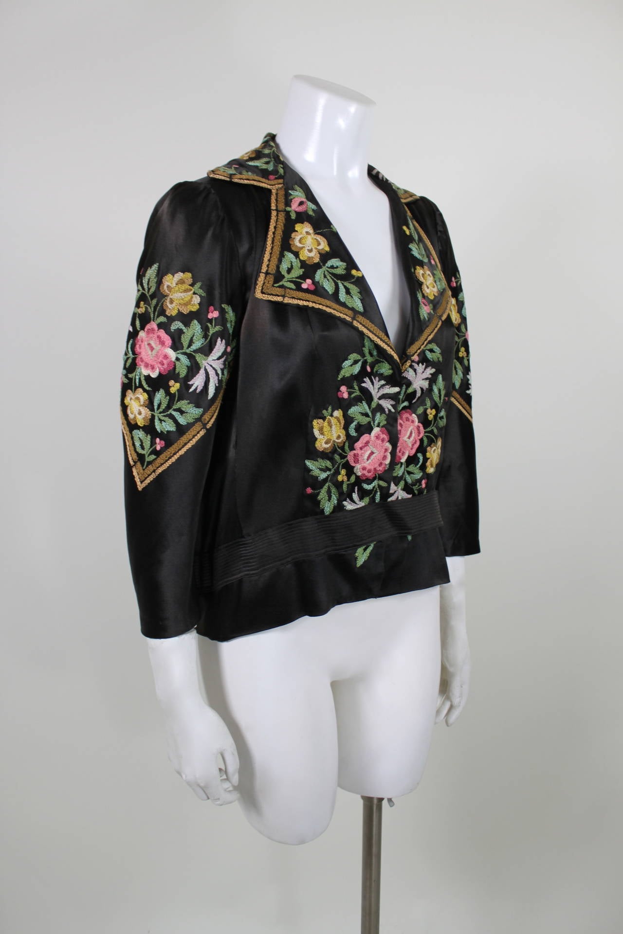 1920s Silk Floral Embroidered Blouse 3