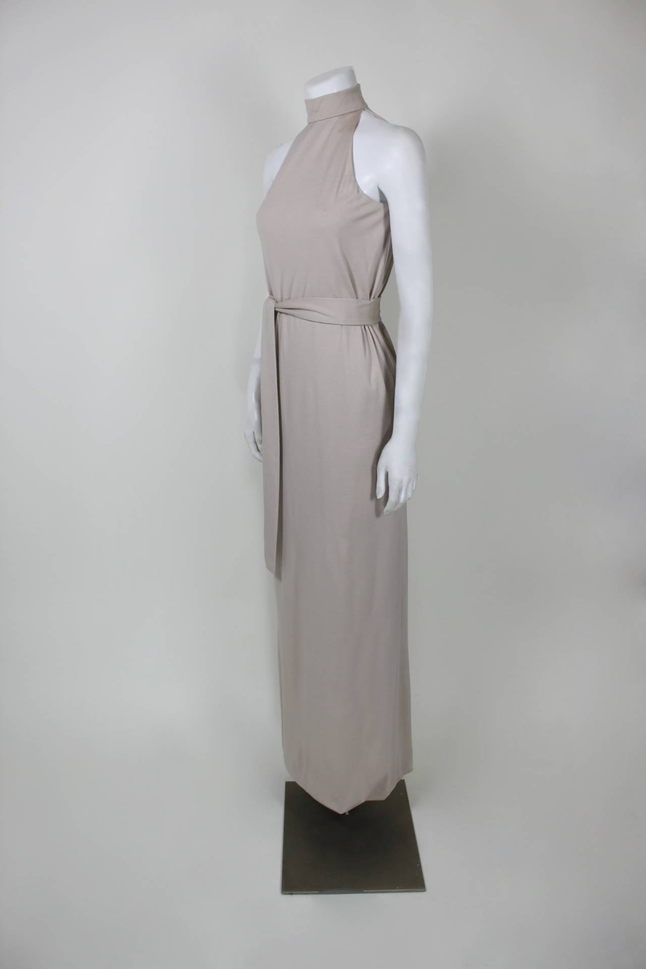 Norman Norell 1970s Cream Wool Evening Gown In New Condition For Sale In Los Angeles, CA