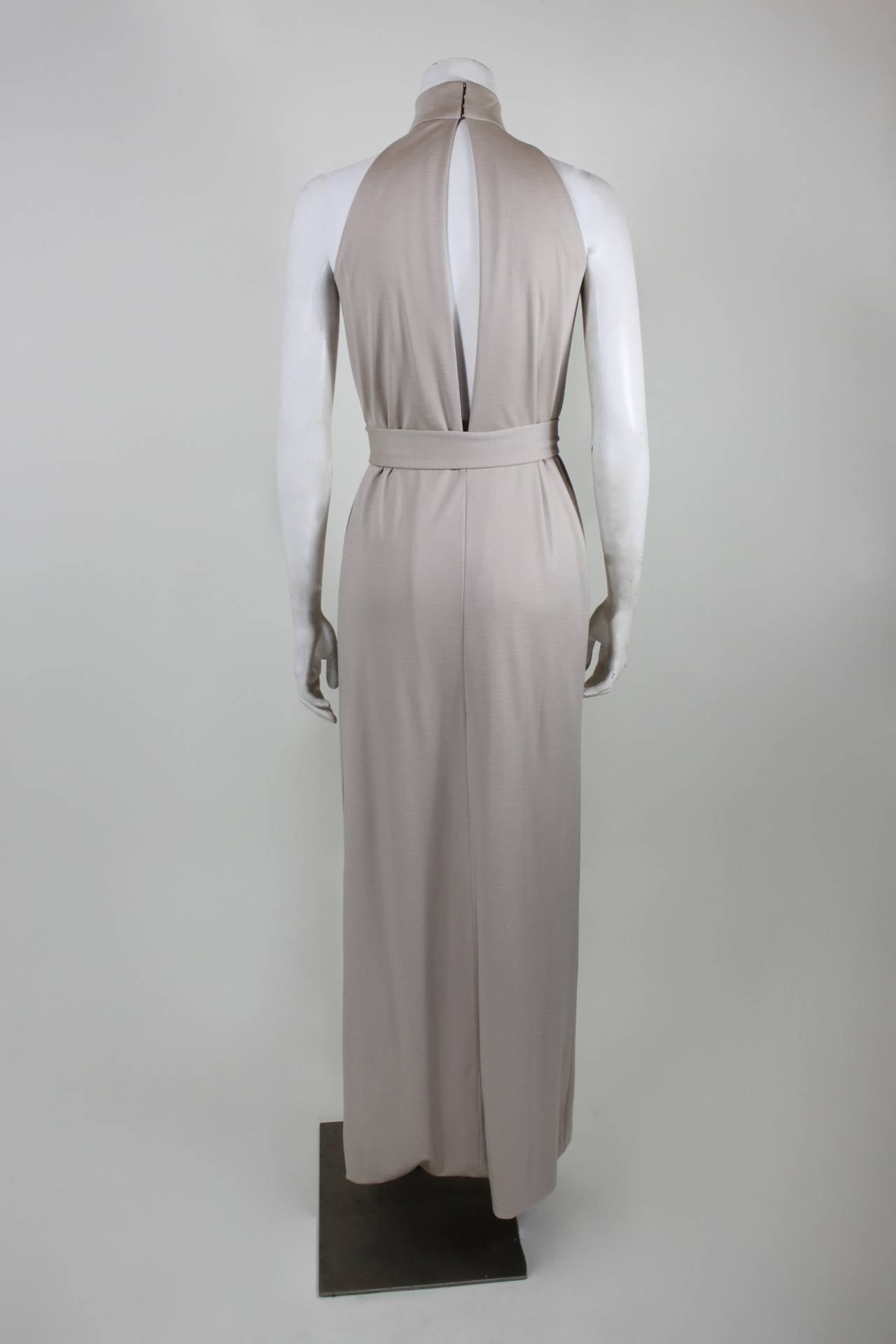 Norman Norell 1970s Cream Wool Evening Gown For Sale 1