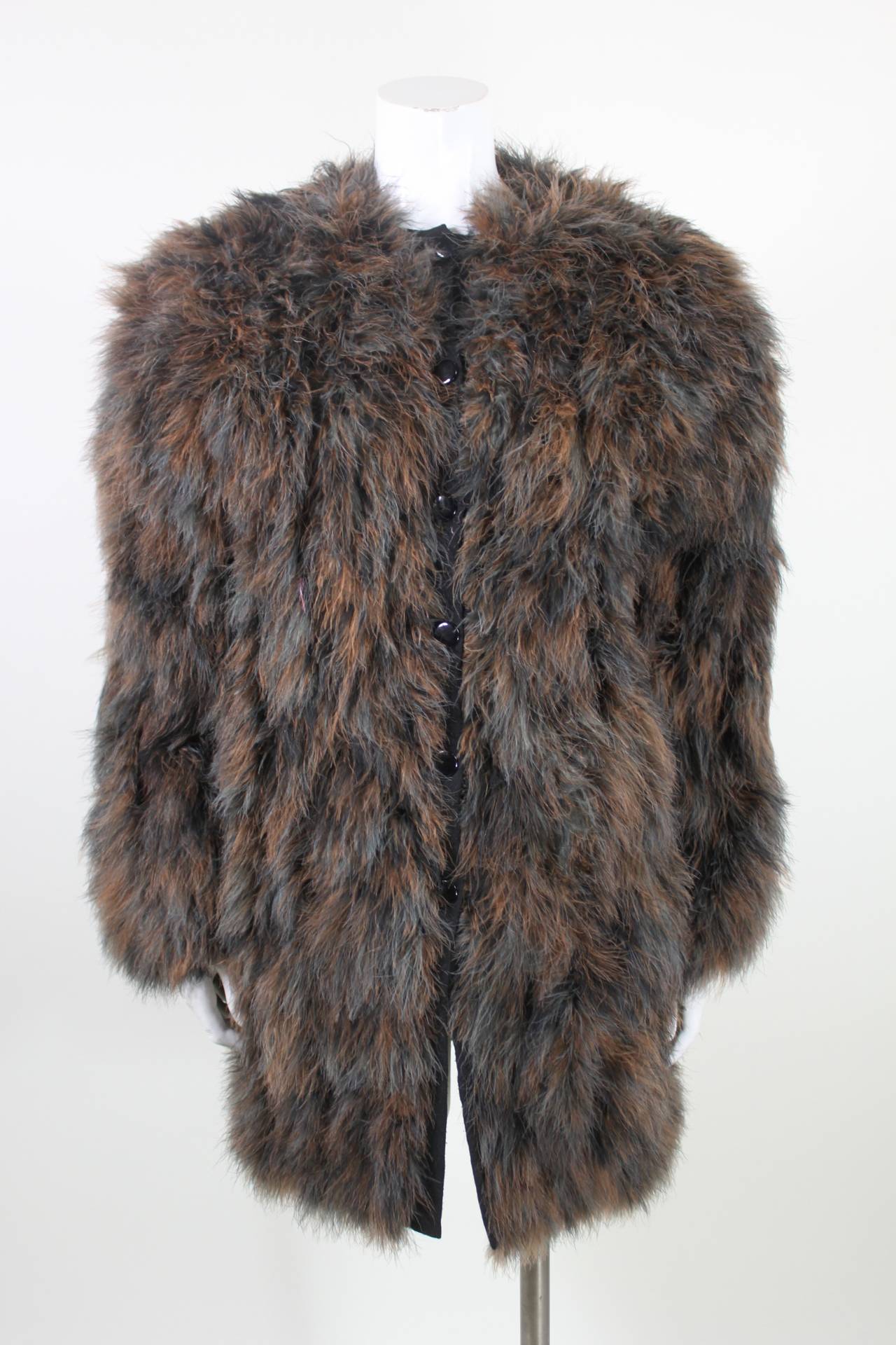 Chantal Thomass 1980s Ice Grey and Brown Marabou Coat For Sale 4