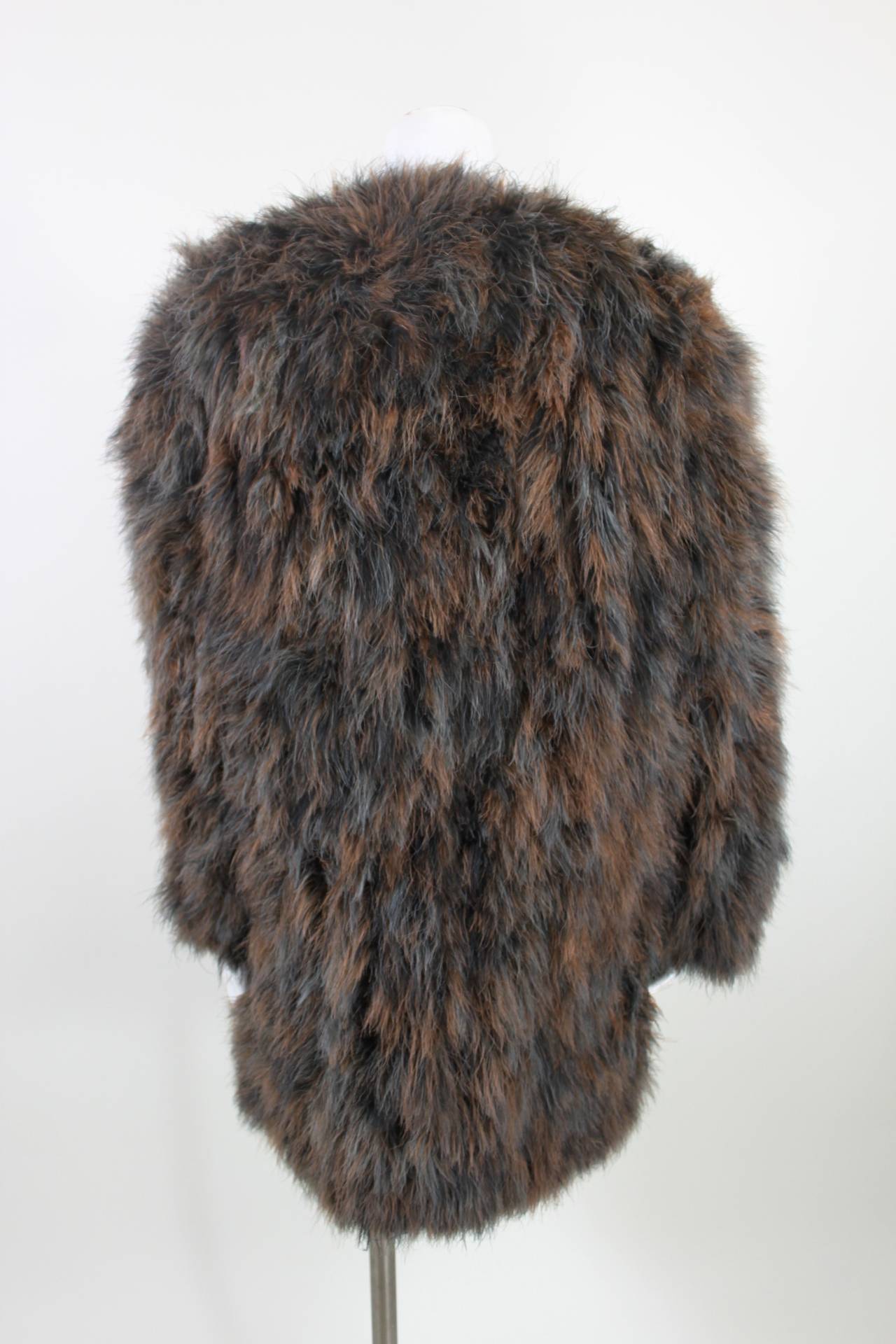 Women's Chantal Thomass 1980s Ice Grey and Brown Marabou Coat For Sale