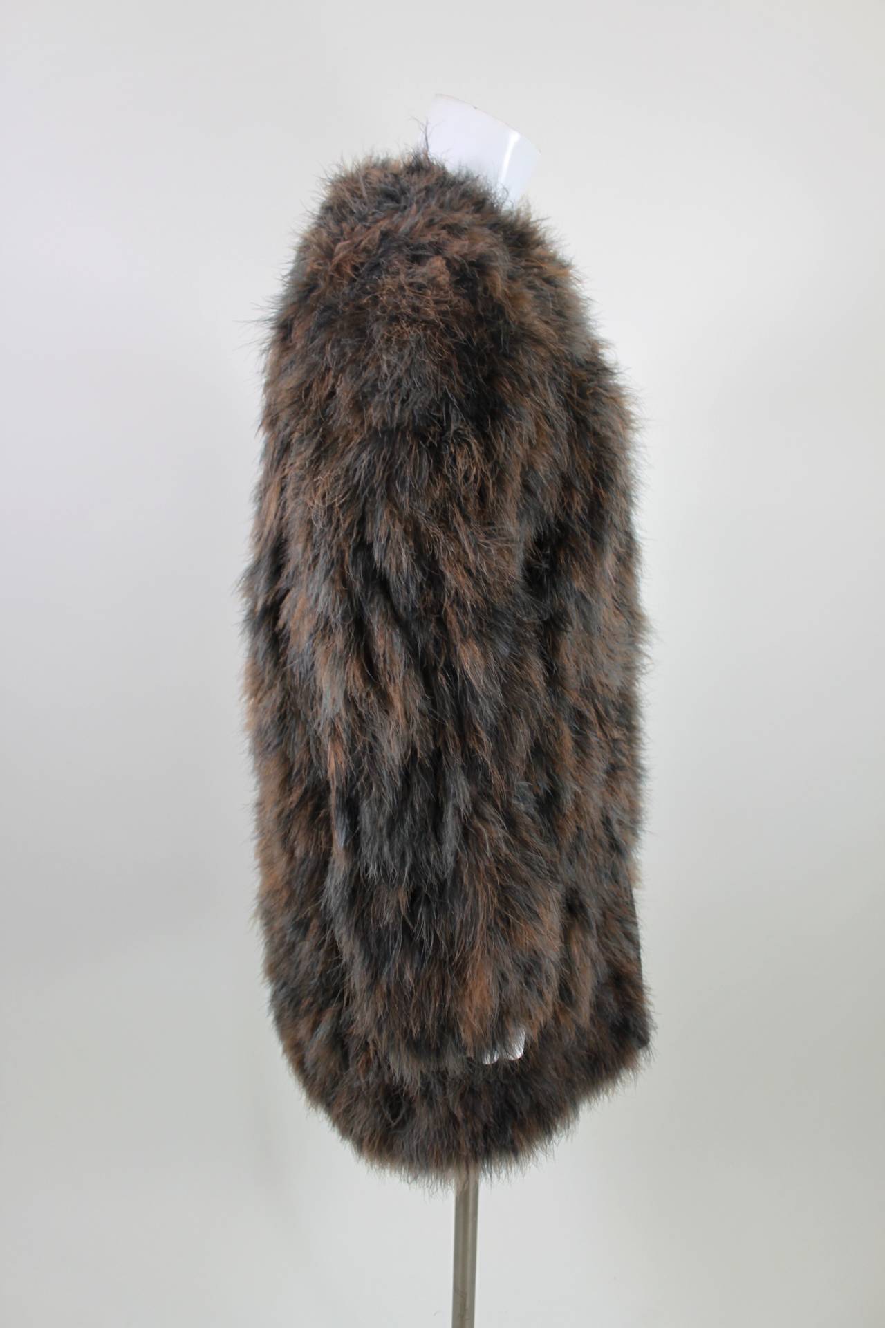 Chantal Thomass 1980s Ice Grey and Brown Marabou Coat For Sale 1