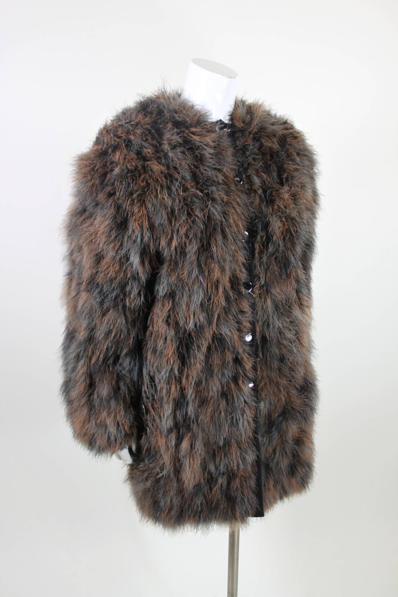 Chantal Thomass 1980s Ice Grey and Brown Marabou Coat For Sale 2