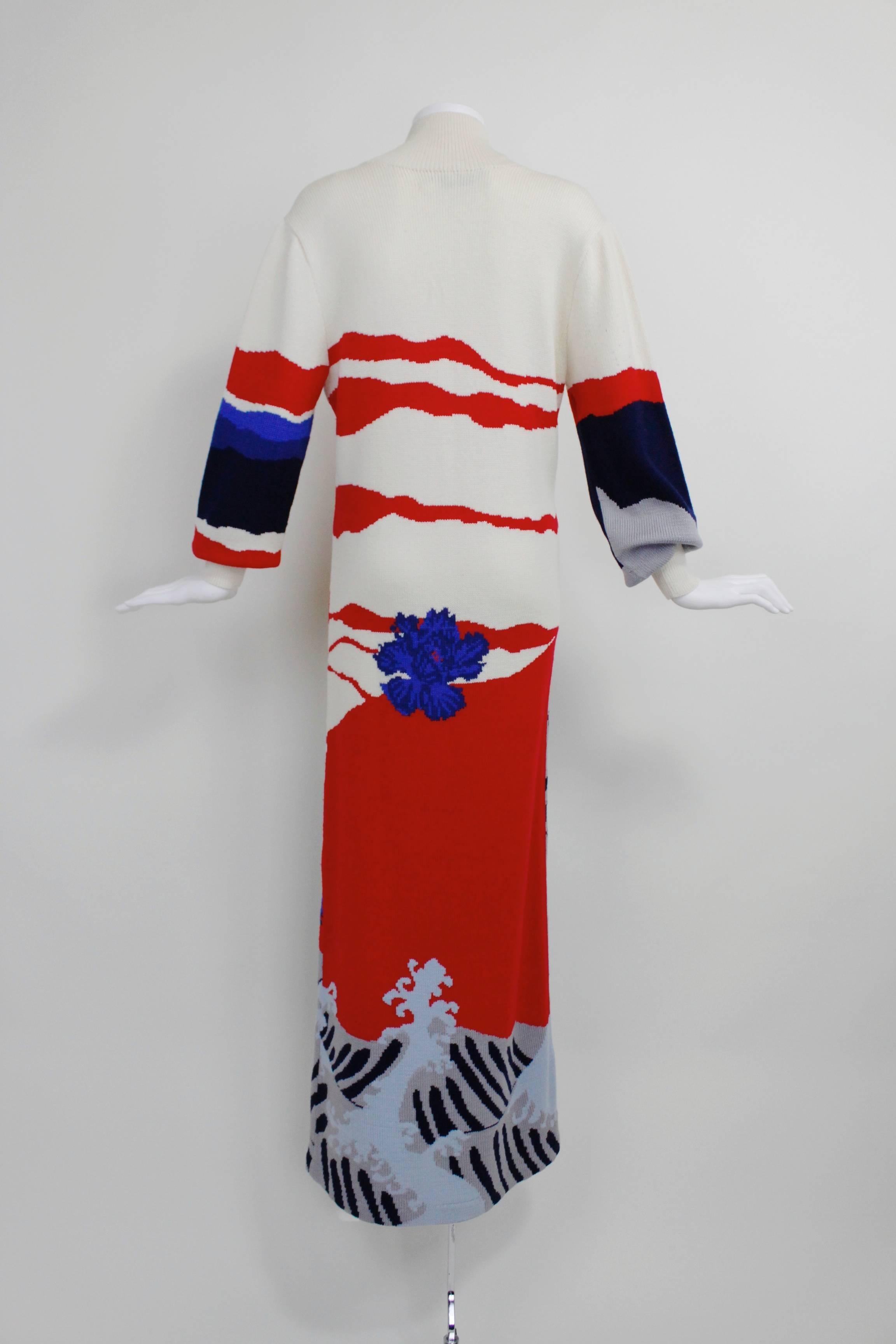 1980s Hanae Mori Maxi Knit Sweater Gown 2