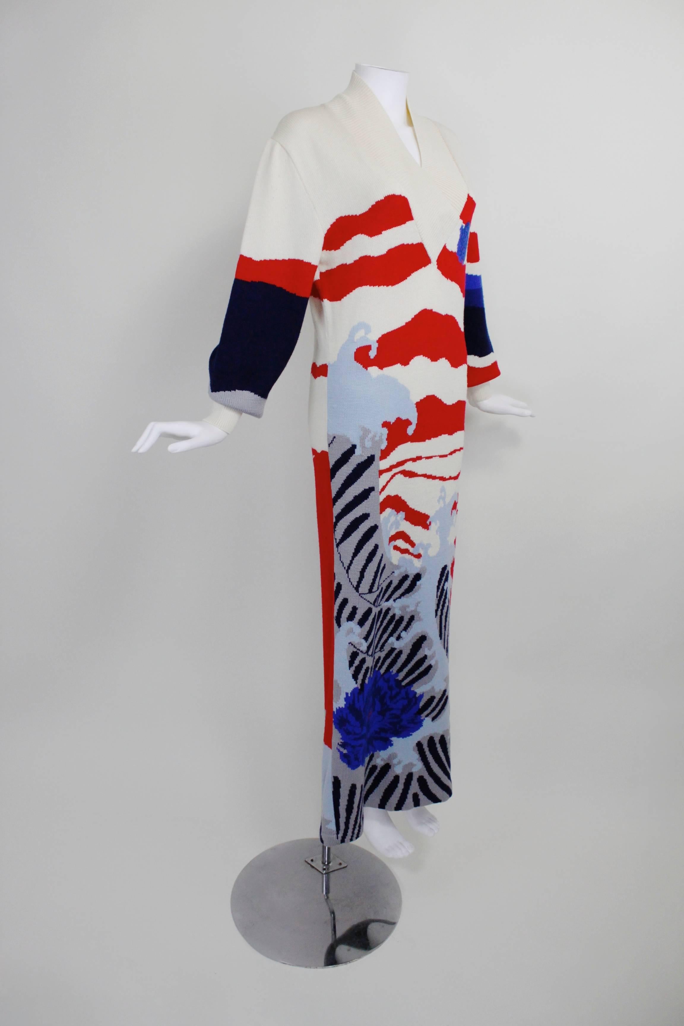 Women's 1980s Hanae Mori Maxi Knit Sweater Gown